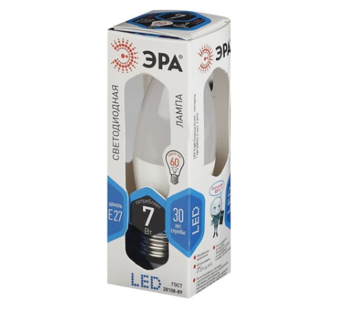 Лампа светодиодная ЭРА STD, 7 (60) Вт, цоколь E27, 