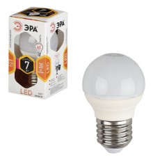 Лампа светодиодная ЭРА STD, 7 (60) Вт, цоколь E27, шар, теплый белый свет, 30000 ч., LED P45-7W-827-E27, Б0020550