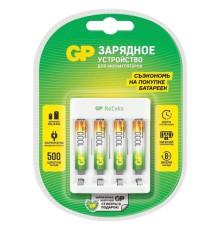 Зарядное устройство с аккумуляторными батарейками Ni-Mh 4 шт., ААА, 1000 mAh, GP, Е411/100AAAHCCS
