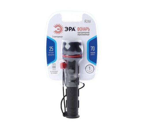 Фонарь ЭРА 3xLED, обрезиненный корпус, влагозащита, 2xAA (не в комплекте), R2AA