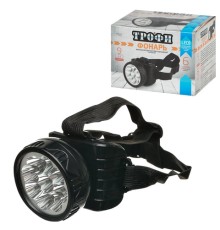 Фонарь налобный аккумуляторный ТРОФИ 9xLED, 2 режима, провод, заряд от сети, TG9