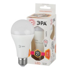 Лампа светодиодная ЭРА STD, 21 (175) Вт, цоколь E27, груша, теплый белый свет, 25000 ч., LED A65-21W-827-E27, Б0035331