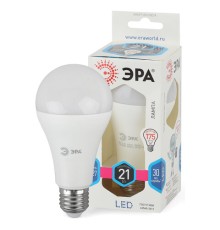 Лампа светодиодная ЭРА STD, 21 (75) Вт, цоколь E27, груша, нейтральный белый свет, 25000 ч., LED A65-21W-840-E27, Б0035332