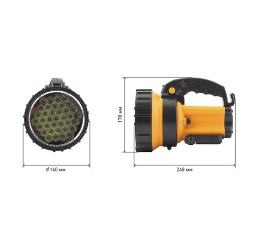 Фонарь-прожектор аккумуляторный ЭРА 37xLED+4xRED, заряд от авто и сети (в комплекте), ремень, PA-603