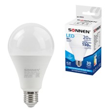 Лампа светодиодная SONNEN, 20 (150) Вт, цоколь Е27, груша, нейтральный белый, 30000 ч, LED A80-20W-4000-E27, 454922
