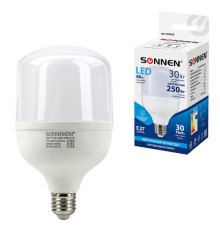 Лампа светодиодная SONNEN, 30 (250) Вт, цоколь Е27, цилиндр, нейтральный белый, 30000 ч, LED Т100-30W-4000-E27, 454923