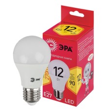 Лампа светодиодная ЭРА RED LINE, 12 (90) Вт, цоколь Е27, груша, теплый белый свет, 25000 ч., LED A60-12W-3000-E27, Б0050197