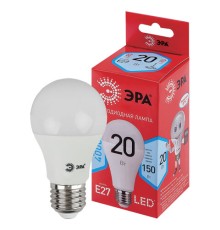Лампа светодиодная ЭРА RED LINE, 20 (150) Вт, цоколь Е27, груша, нейтральный белый свет, 25000 ч., LED A65-20W-4000-E27, Б0049637