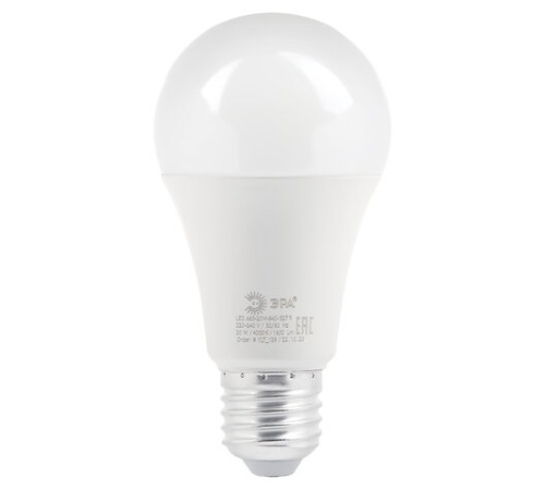 Лампа светодиодная ЭРА RED LINE, 20 (150) Вт, цоколь Е27, груша, нейтральный белый свет, 25000 ч., LED A65-20W-4000-E27, Б0049637