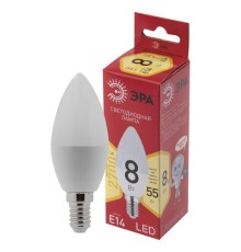 Лампа светодиодная ЭРА RED LINE, 8 (55) Вт, цоколь Е14, свеча, теплый белый свет, 25000 ч., LED B35-8W-2700-E14, Б0050694