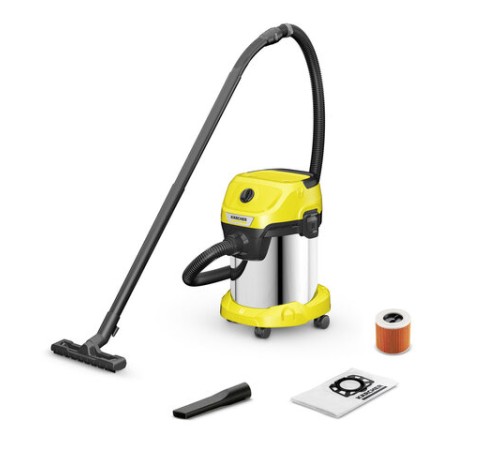 Пылесос хозяйственный KARCHER WD 3 S, мусоросборник 17 л, мощность 1000 Вт, желтый, 1.628-135.0