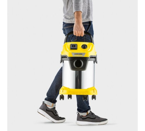 Пылесос хозяйственный KARCHER WD 3 PS, мусоросборник 17 л, мощность 1000 Вт, желтый, 1.628-190.0