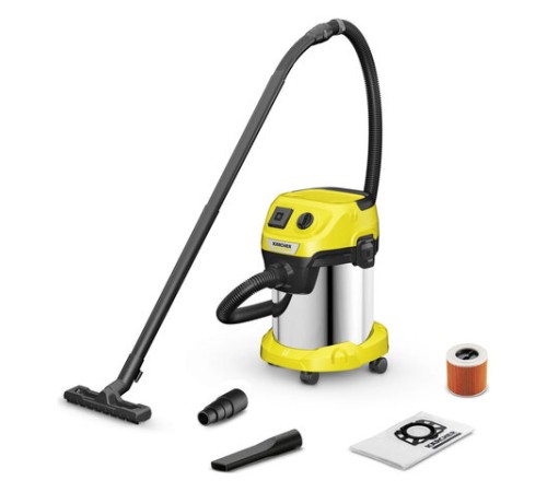 Пылесос хозяйственный KARCHER WD 3 PS, мусоросборник 17 л, мощность 1000 Вт, желтый, 1.628-190.0