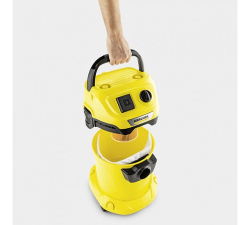 Пылесос хозяйственный KARCHER WD 3 P, мусоросборник 17 л, мощность 1000 Вт, желтый, 1.628-170.0