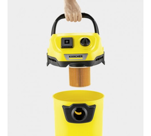 Пылесос хозяйственный KARCHER WD 3 P, мусоросборник 17 л, мощность 1000 Вт, желтый, 1.628-170.0