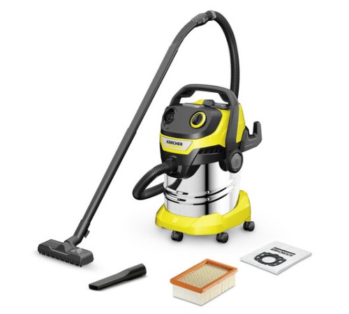 Пылесос хозяйственный KARCHER WD 5 S, мусоросборник 25 л, мощность 1100 Вт, желтый, 1.628-350.0