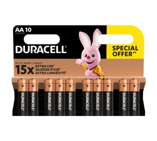 Батарейки КОМПЛЕКТ 10 шт., DURACELL Basic ОРИГИНАЛ, AA (LR6, 15А), алкалиновые, пальчиковые Батарейки КОМПЛЕКТ 10 шт., DURACELL Basic ОРИГИНАЛ, AA (LR6, 15А), алкалиновые, пальчиковые