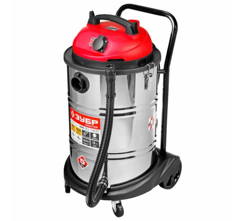 Пылесос хозяйственный ЗУБР ПУ-60-1400, 1400 Вт, сухая/влажная уборка, сила всасывания, ПУ-60-1400 М4