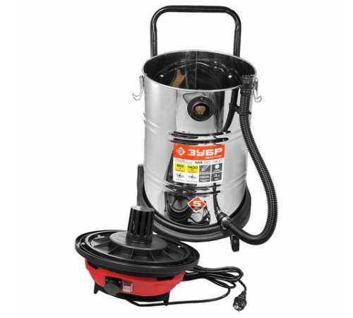 Пылесос хозяйственный ЗУБР ПУ-60-1400, 1400 Вт, сухая/влажная уборка, сила всасывания, ПУ-60-1400 М4