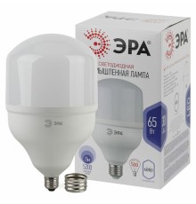 Лампа светодиодная ЭРА STD, 65 (350) Вт, цоколь Е27/Е40, колокол, холодный белый свет, 30000 ч., LEDT16065W6500E27, Б0027924