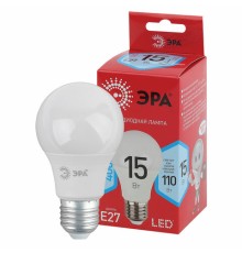 Лампа светодиодная ЭРА RED LINE, 15 (110) Вт, цоколь Е27, груша, нейтральный белый свет, 30000 ч., LEDA6015W840E27R, Б0046356