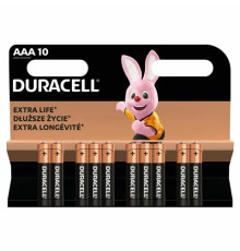Батарейки КОМПЛЕКТ 10 шт., DURACELL Basic ОРИГИНАЛ, AAA (LR03, 24А), алкалиновые, мизинчиковые