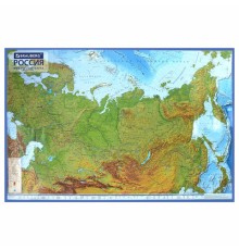 Карта России физическая 116х80 см, 1:7,5М, с ламинацией, интерактивная, в тубусе, BRAUBERG, 112394