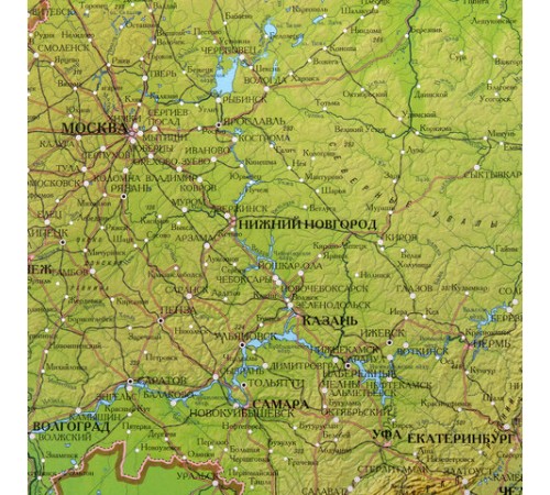 Карта России физическая 116х80 см, 1:7,5М, с ламинацией, интерактивная, в тубусе, BRAUBERG, 112394