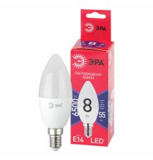 Лампа светодиодная ЭРА RED LINE, 8 (55) Вт, цоколь Е14, свеча, холодный белый свет, 30000 ч., LED B35-8W-865-E14 R, Б0045341