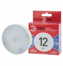 Лампа светодиодная ЭРА RED LINE, 12 (110) Вт, цоколь GX53, таблетка, холодный белый свет, 30000 ч., LEDGX12W865GX53, Б0048014