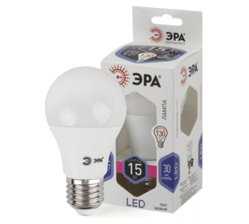 Лампа светодиодная ЭРА STD, 15 (130) Вт, цоколь E27, груша, холодный белый свет, 35000 ч., LED A60-15W-860-E27, Б0031396
