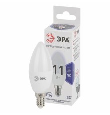 Лампа светодиодная ЭРА STD, 11 (100) Вт, цоколь E14, свеча, холодный белый свет, 35000 ч., LED B35-11W-860-E14, Б0032984