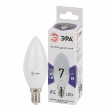 Лампа светодиодная ЭРА STD, 7 (60) Вт, цоколь E14, свеча, холодный белый свет, 35000 ч., LED B35-7W-860-E14, Б0031400