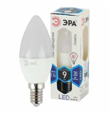 Лампа светодиодная ЭРА STD, 9 (80) Вт, цоколь E14, свеча, нейтральный белый свет, 35000 ч., LED B35-9W-840-E14, Б0027970