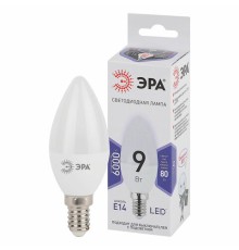 Лампа светодиодная ЭРА STD, 9 (80) Вт, цоколь E14, свеча, холодный белый свет, 35000 ч., LED B35-9W-860-E14, Б0031403