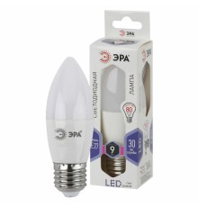 Лампа светодиодная ЭРА STD, 9 (80) Вт, цоколь E27, свеча, холодный белый свет, 35000 ч., LED B35-9W-860-E27, Б0031410