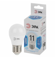 Лампа светодиодная ЭРА STD, 11 (100) Вт, цоколь E27, шар, нейтральный белый свет, 35000 ч., LED P45-11W-840-E27, Б0032989