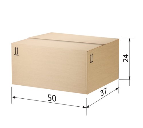 Гофрокороб, длина 500 мм х ширина 370 мм х высота 240 мм, марка Т22, профиль В, FEFCO 0202 / ГОСТ, исполнение Б, 503210