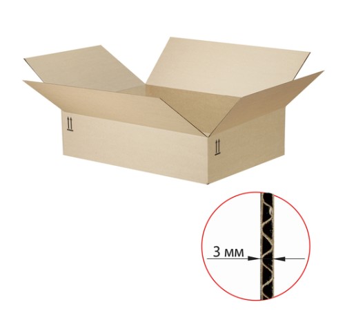 Гофрокороб, длина 500 мм х ширина 370 мм х высота 120 мм, марка Т22, профиль В, FEFCO 0202 / ГОСТ, исполнение Б, 503211