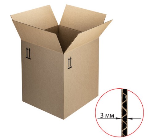 Гофрокороб, длина 370 мм х ширина 300 мм х высота 360 мм, марка Т22, профиль В, FEFCO 0202 / ГОСТ, исполнение Б, 503212