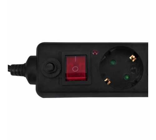 Сетевой фильтр SONNEN U-3518, 5 розеток, с заземлением, выключатель, 10 А, 1,8 м, черный, 513488