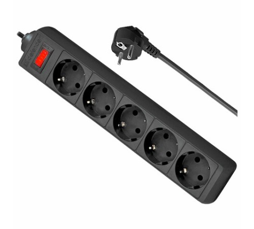 Сетевой фильтр DEFENDER ES, 5 розеток, 1,8 м, черный, 99484