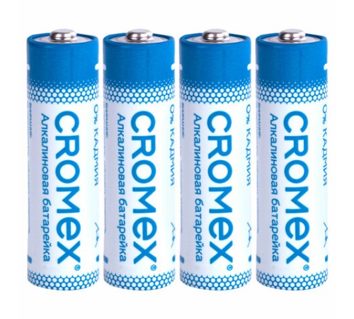 Батарейки алкалиновые "пальчиковые" КОМПЛЕКТ 4 шт., CROMEX (КРОМЕКС) Alkaline, AA (LR6, 15A), блистер, 457130 Батарейки алкалиновые "пальчиковые" КОМПЛЕКТ 4 шт., CROMEX (КРОМЕКС) Alkaline, AA (LR6, 15A), блистер, 457130