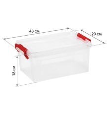 Ящик-контейнер для хранения 14 л, С КРЫШКОЙ НА ЗАЩЕЛКАХ, 18х43х29 см, прозрачный, IDEA, М 2866, М2866