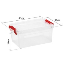 Ящик-контейнер для хранения 25 л, С КРЫШКОЙ НА ЗАЩЕЛКАХ, 24х48х32 см, прозрачный, IDEA, М 2867, М2867