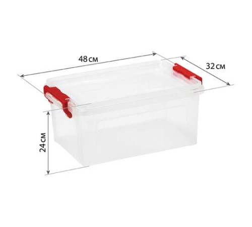 Ящик-контейнер для хранения 25 л, С КРЫШКОЙ НА ЗАЩЕЛКАХ, 24х48х32 см, прозрачный, IDEA, М 2867, М2867
