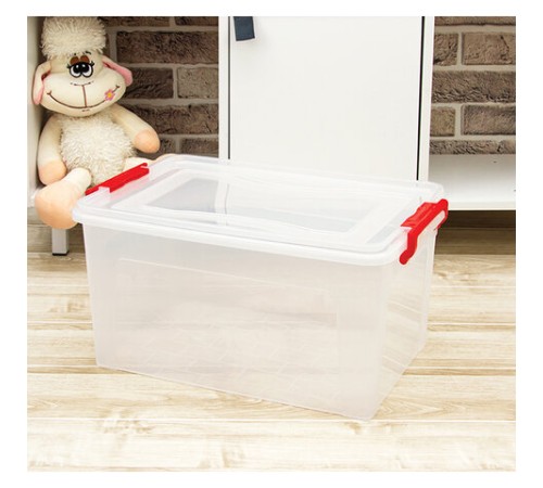Ящик-контейнер для хранения 25 л, С КРЫШКОЙ НА ЗАЩЕЛКАХ, 24х48х32 см, прозрачный, IDEA, М 2867, М2867