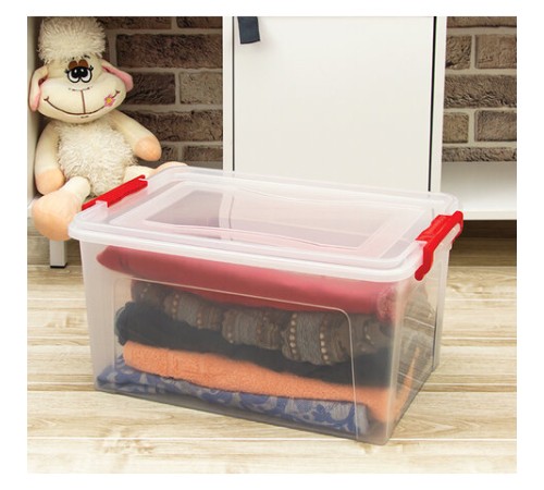 Ящик-контейнер для хранения 25 л, С КРЫШКОЙ НА ЗАЩЕЛКАХ, 24х48х32 см, прозрачный, IDEA, М 2867, М2867