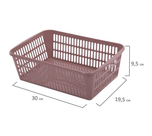 Корзинка 4 литра универсальная, 9,5х30х19,5 см, для хранения, пластик, ассорти, 332, 433320065