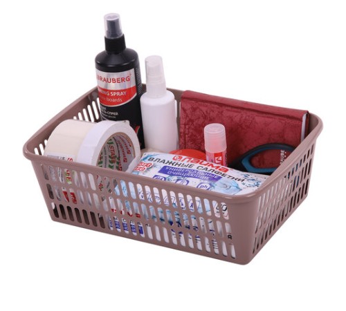 Корзинка 4 литра универсальная, 9,5х30х19,5 см, для хранения, пластик, ассорти, 332, 433320065